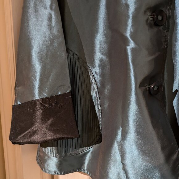 Teal /Black Satin Reversible Jacket with GWP top - Picture 2 of 5